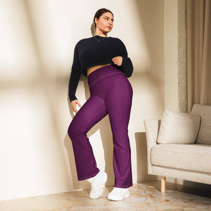 Tyrian Purple High Waist Flare Leggings Flare Leggings 59.99 Flare, Leggings, Purple, Tyrian JLR Design