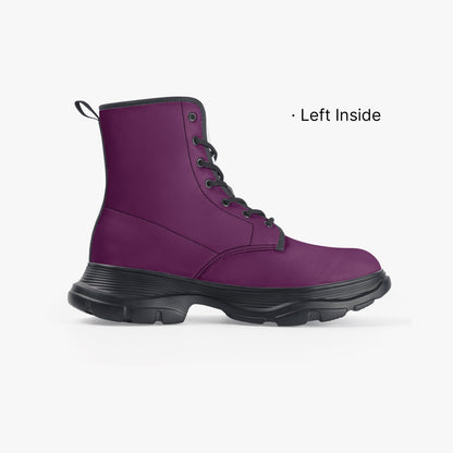 Tyrian Purple Leather Chunky Boots Boots JLR Design