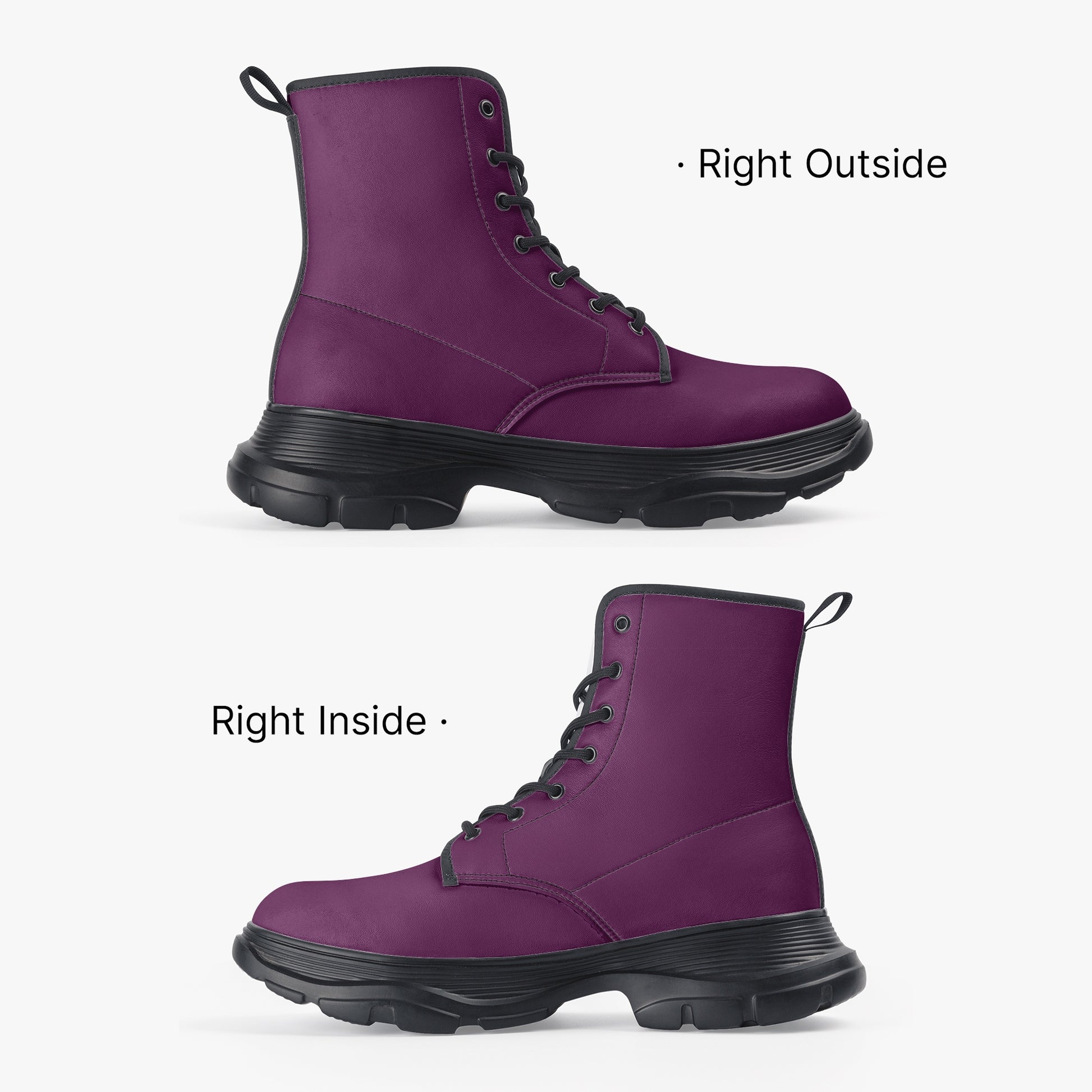 Tyrian Purple Leather Chunky Boots Boots JLR Design