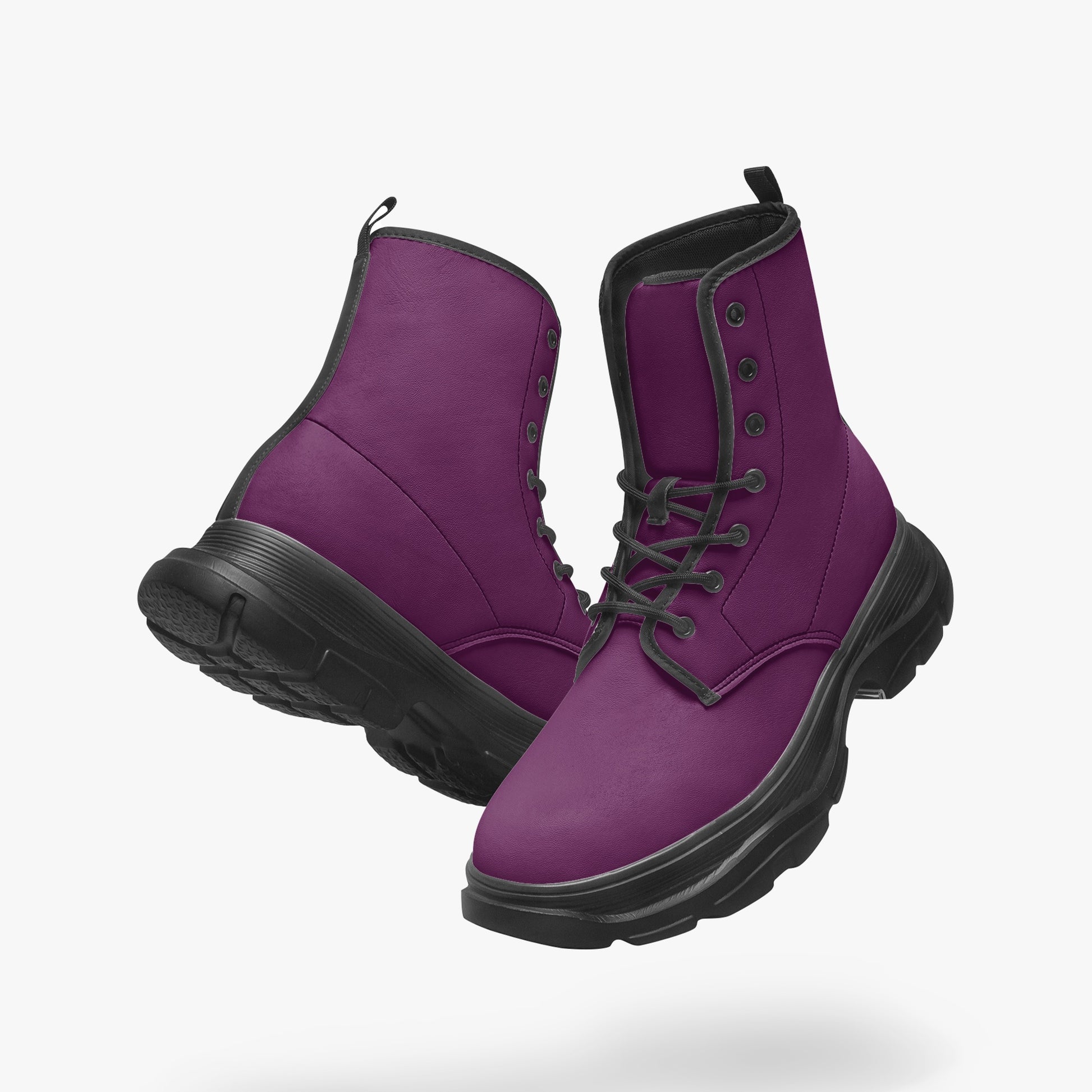 Tyrian Purple Leather Chunky Boots Boots JLR Design