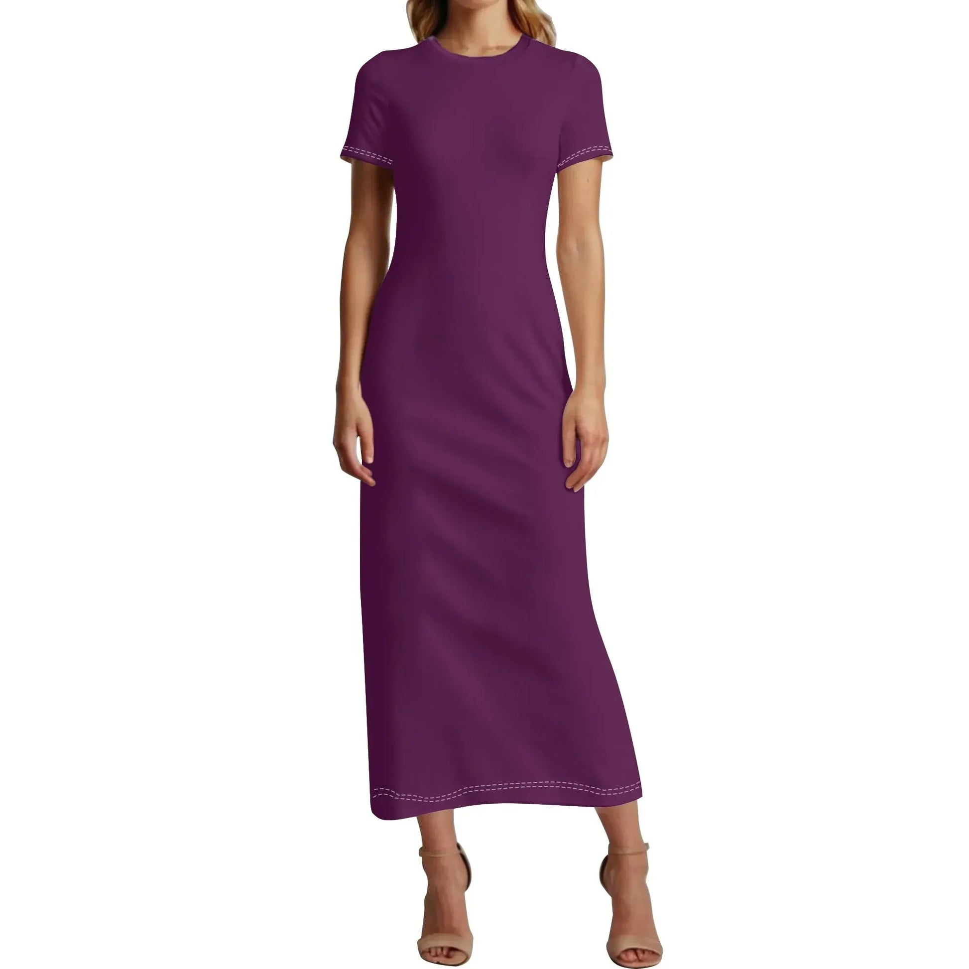 tyrian-purple-short-sleeve-long-dress-long-dress-jlr-design-14196 - JLR Design