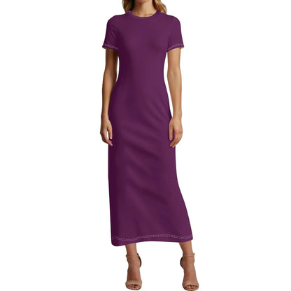 tyrian-purple-short-sleeve-long-dress-long-dress-jlr-design-14196 - JLR Design