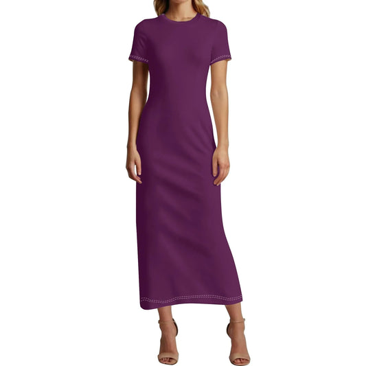 tyrian-purple-short-sleeve-long-dress-long-dress-jlr-design-14196 - JLR Design