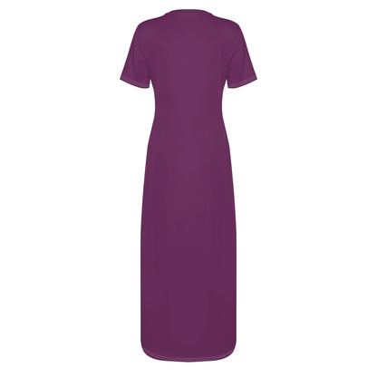 tyrian-purple-short-sleeve-long-dress-long-dress-jlr-design-79593 - JLR Design