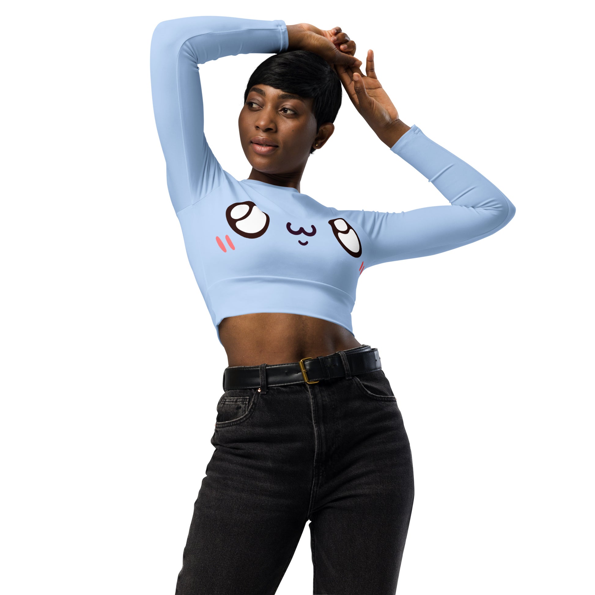 Unschuldiger Blick Kawaii Long Sleeve Crop Top JLR Design