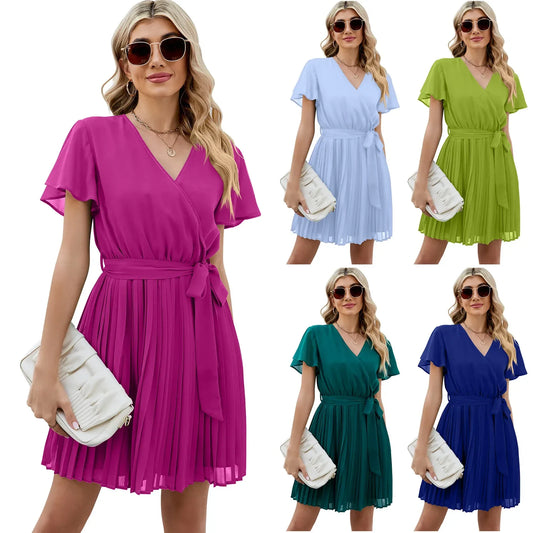 v-neck-sommerkleid-mit-schleife-kleid-jlr-design-10001 - JLR Design