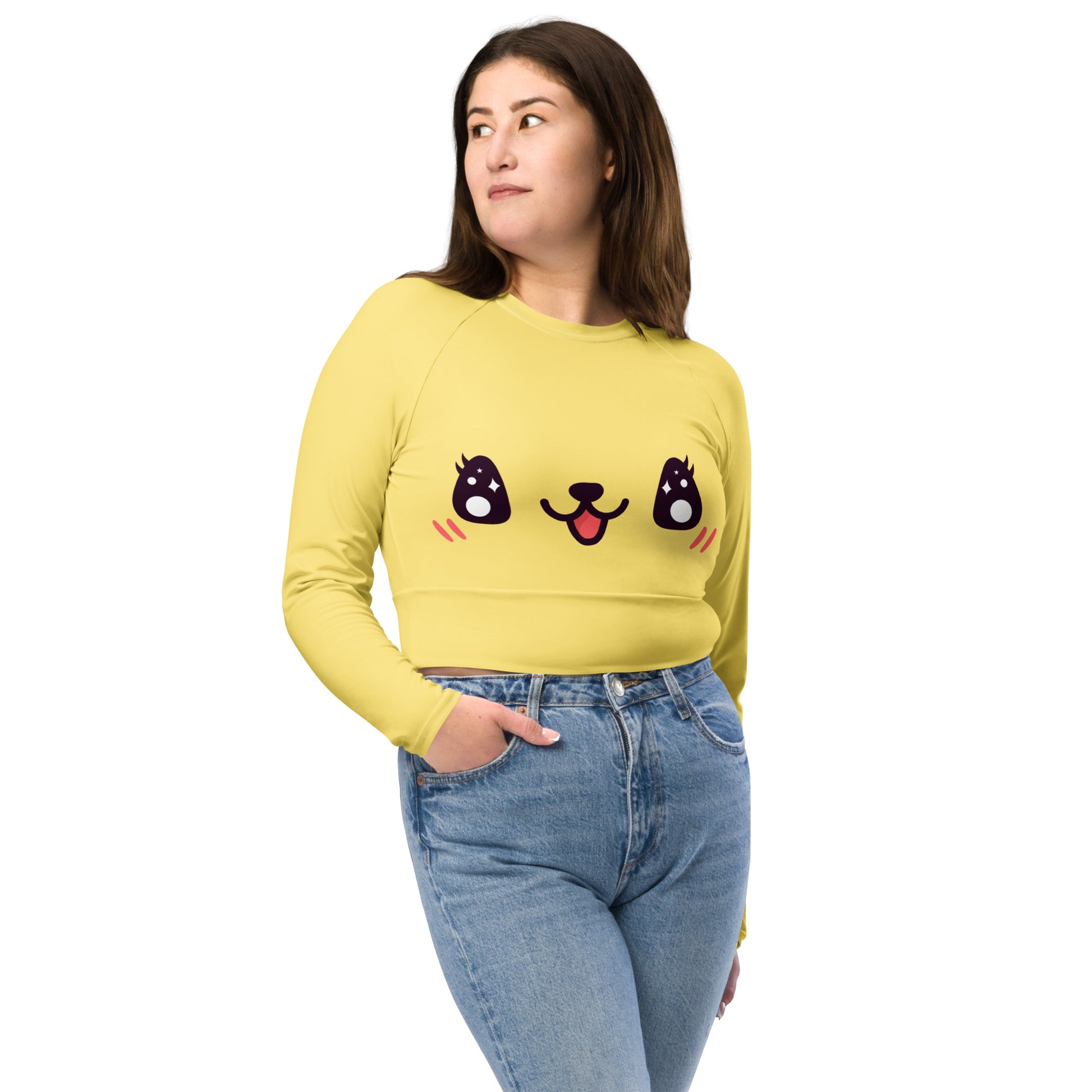 Verspielter Kawaii Long Sleeve Crop Top JLR Design