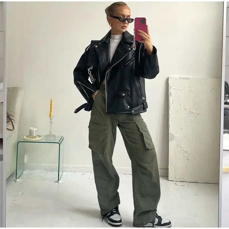 Vintage Biker Mantel Damen Jacke JLR Design