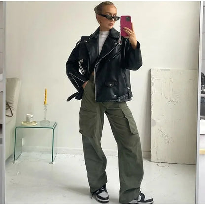 Vintage Biker Mantel Damen Jacke JLR Design