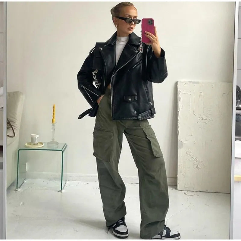 Vintage Biker Mantel Damen Jacke JLR Design