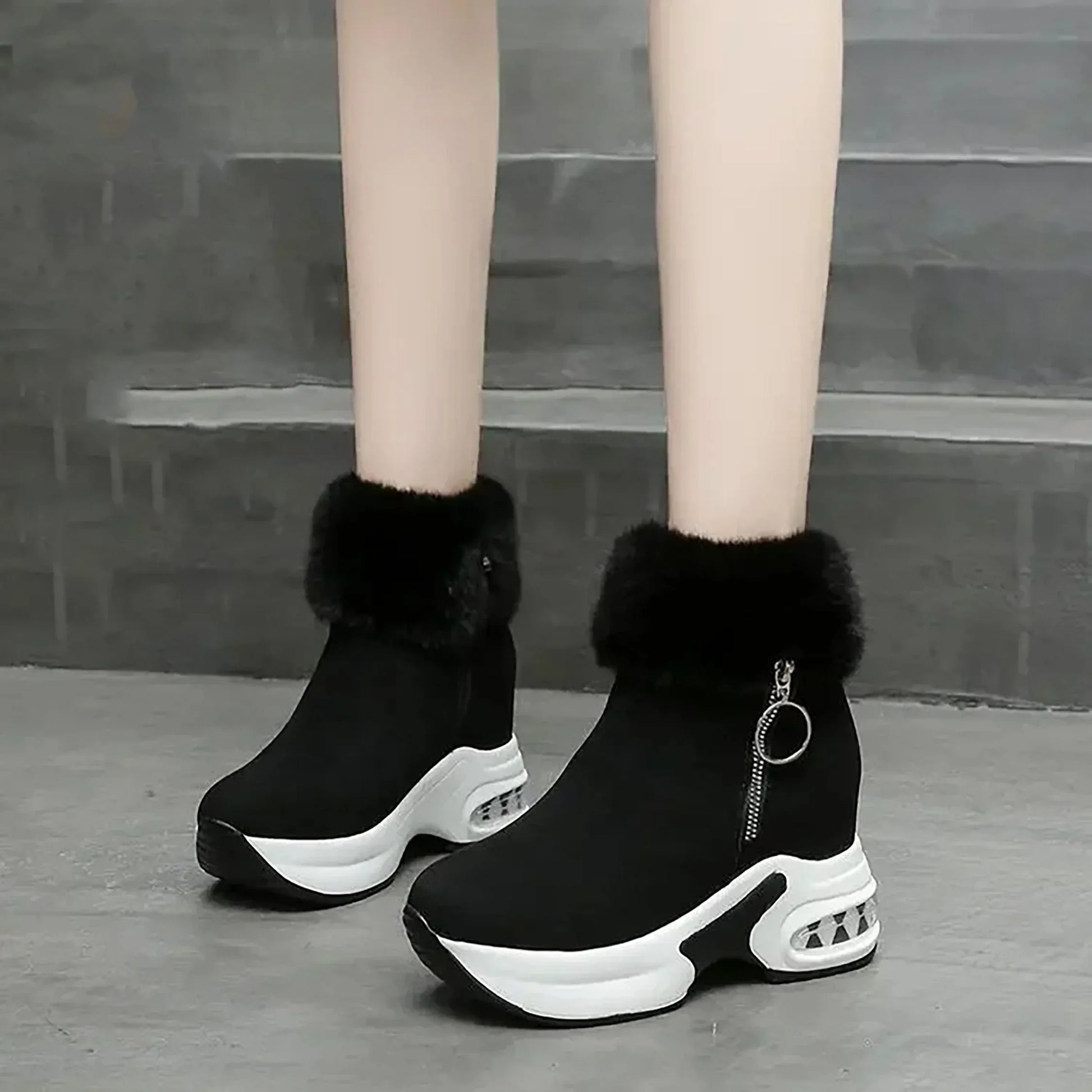 Warme Damen-Stiefel mit Plüschfutter und Absatz Boots JLR Design