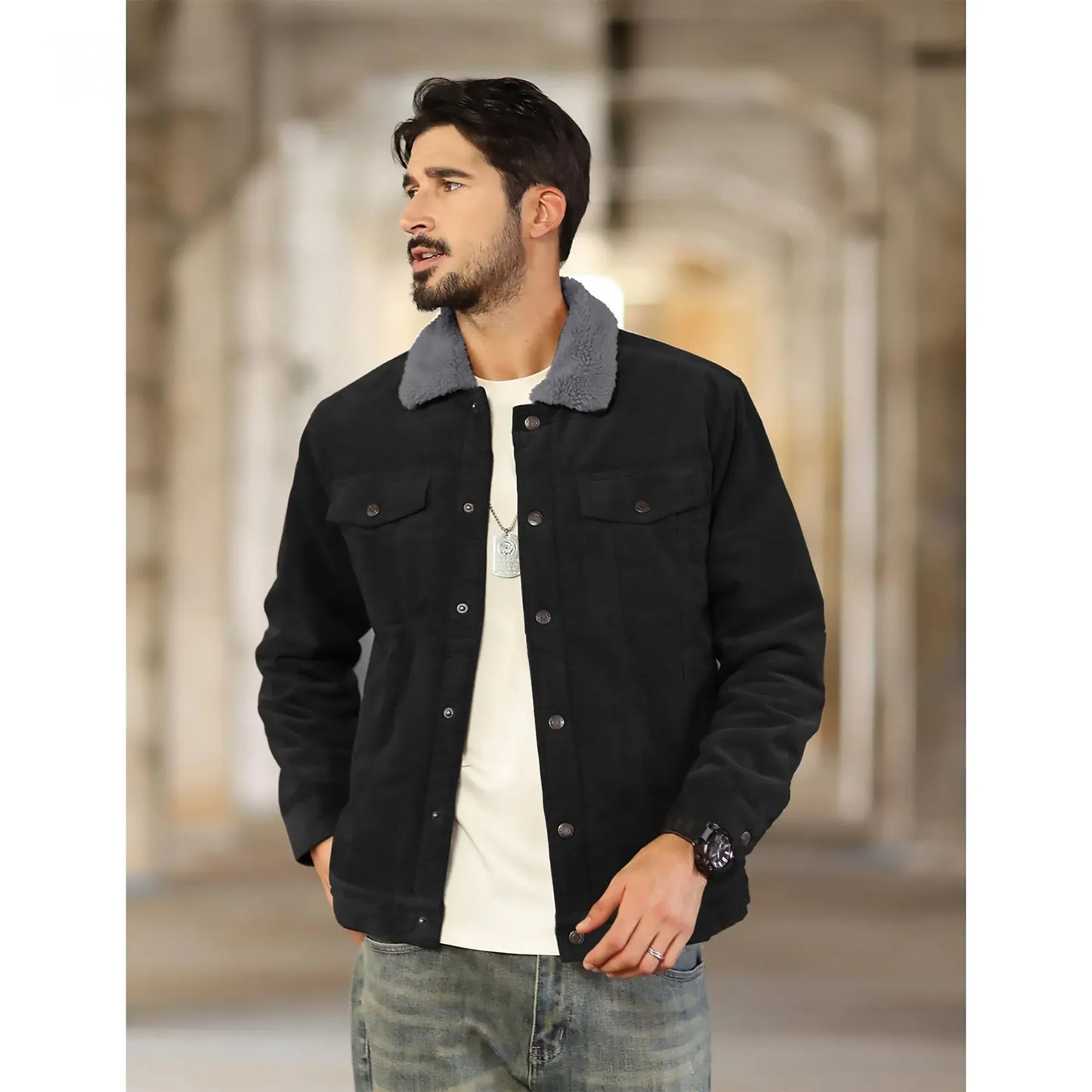 warme-herren-cordjacke-mit-fleecefutter-robuster-trucker-stil-mit-vielen-taschen-jacke-jlr-design-1 - JLR Design