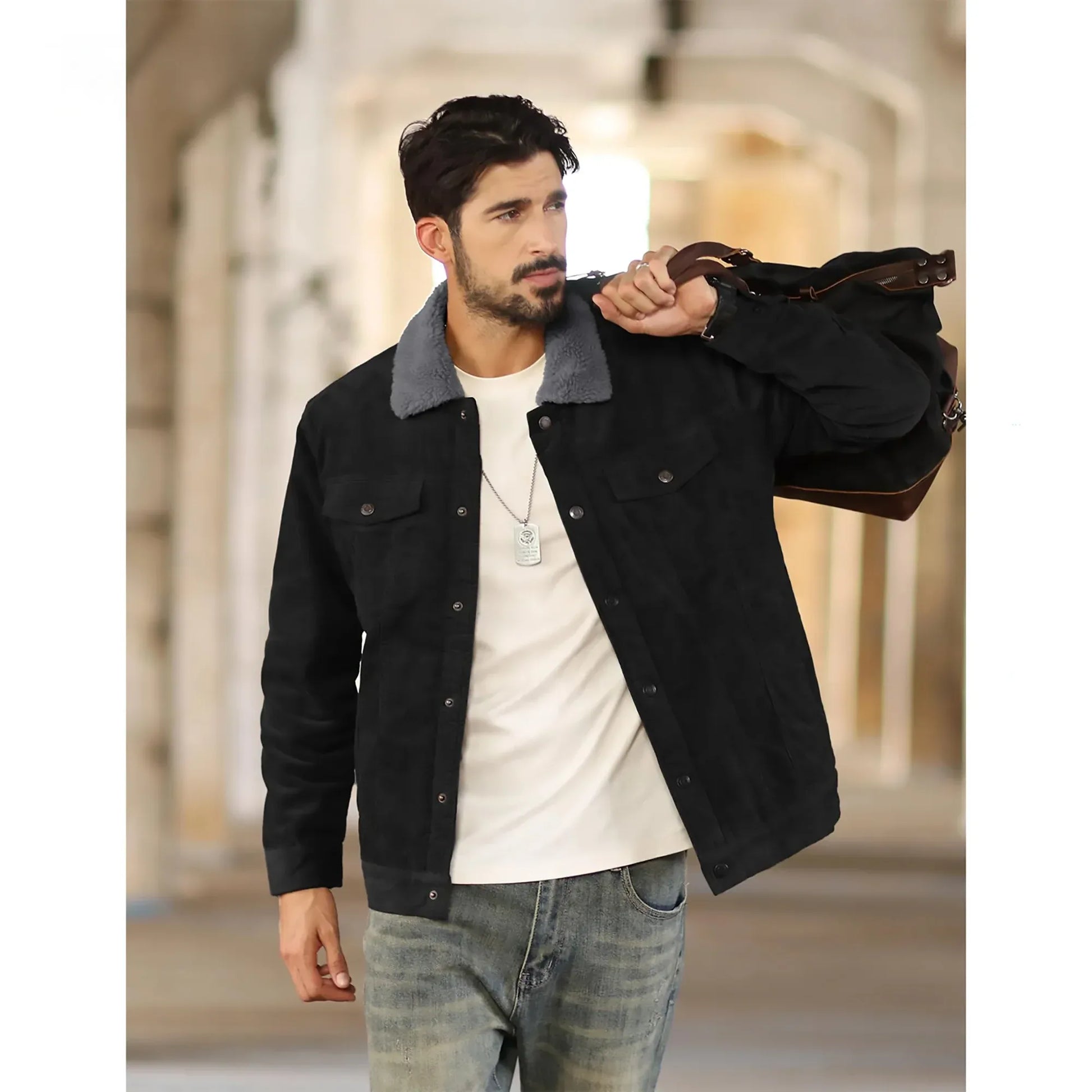 warme-herren-cordjacke-mit-fleecefutter-robuster-trucker-stil-mit-vielen-taschen-jacke-jlr-design-2 - JLR Design