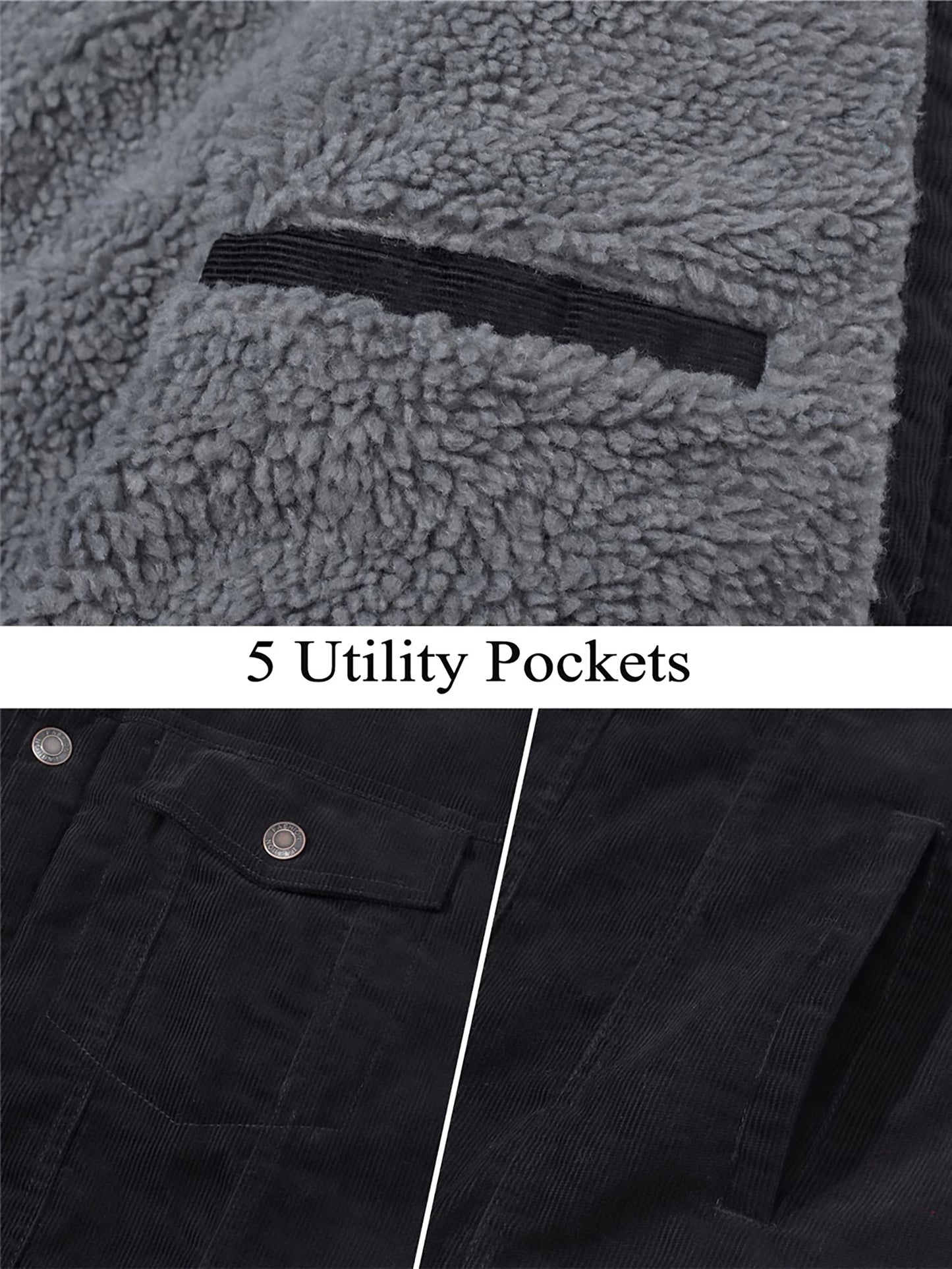 Warme Herren-Cordjacke mit Fleecefutter – Robuster Trucker-Stil mit vielen Taschen Jacke JLR Design