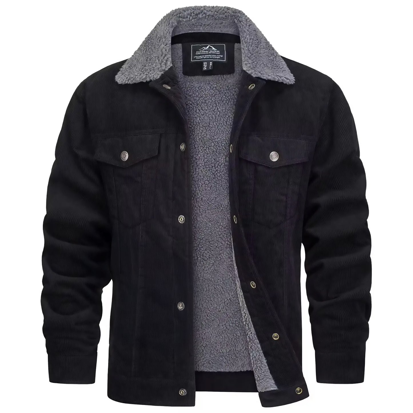 Warme Herren-Cordjacke mit Fleecefutter – Robuster Trucker-Stil mit vielen Taschen Jacke JLR Design