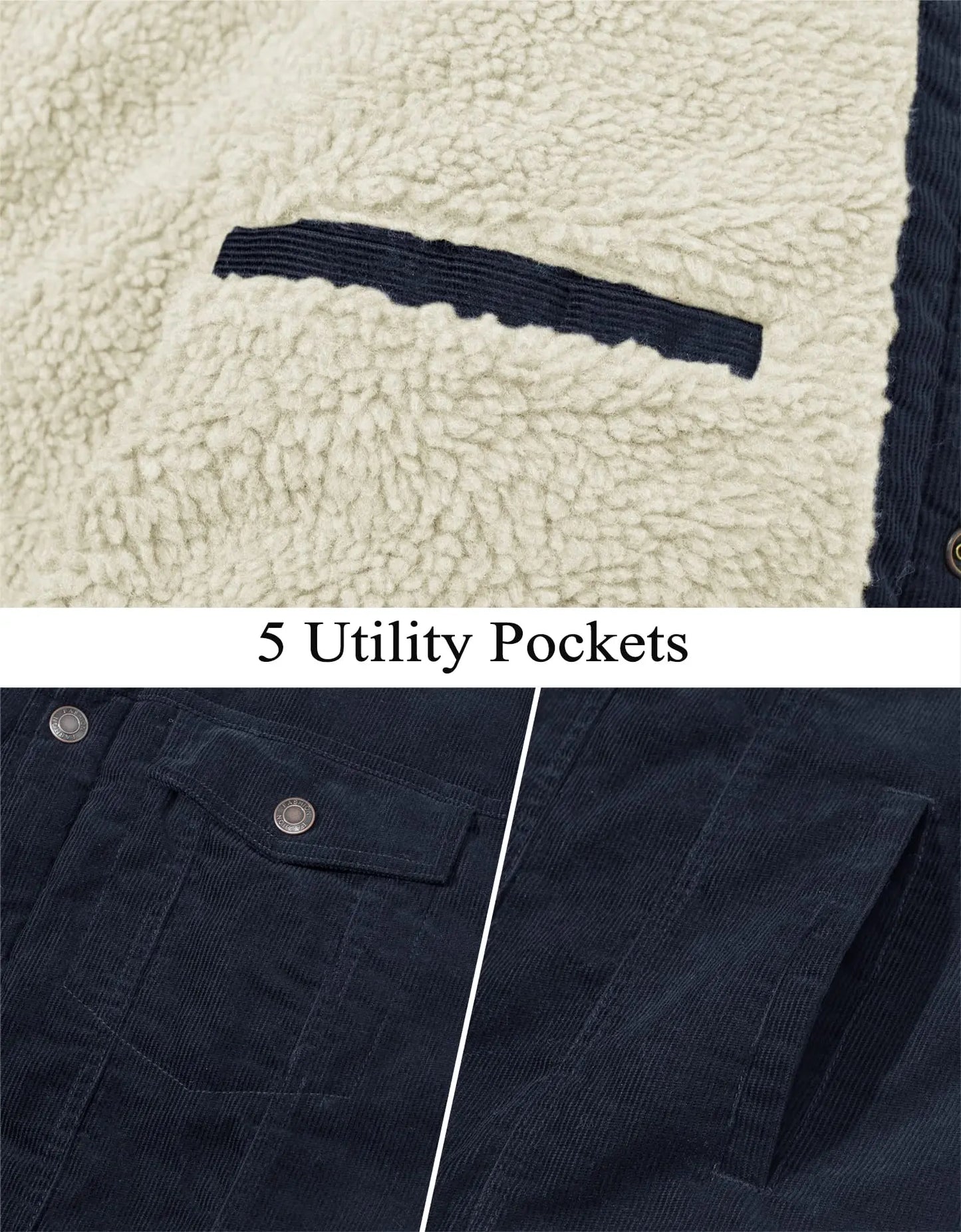 Warme Herren-Cordjacke mit Fleecefutter – Robuster Trucker-Stil mit vielen Taschen Jacke JLR Design