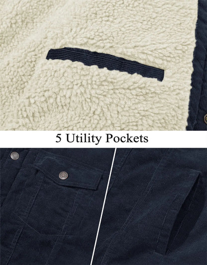 Warme Herren-Cordjacke mit Fleecefutter – Robuster Trucker-Stil mit vielen Taschen Jacke JLR Design