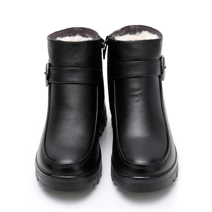 Warme Leder-Stiefeletten mit weichem Plüsch Boots 113.99 Boots, Plüsch, Stiefelletten JLR Design