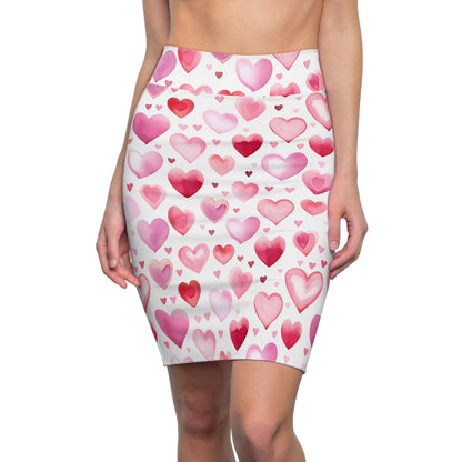 Watercolor Hearts v1 Bleistiftrock Bleistiftrock JLR Design