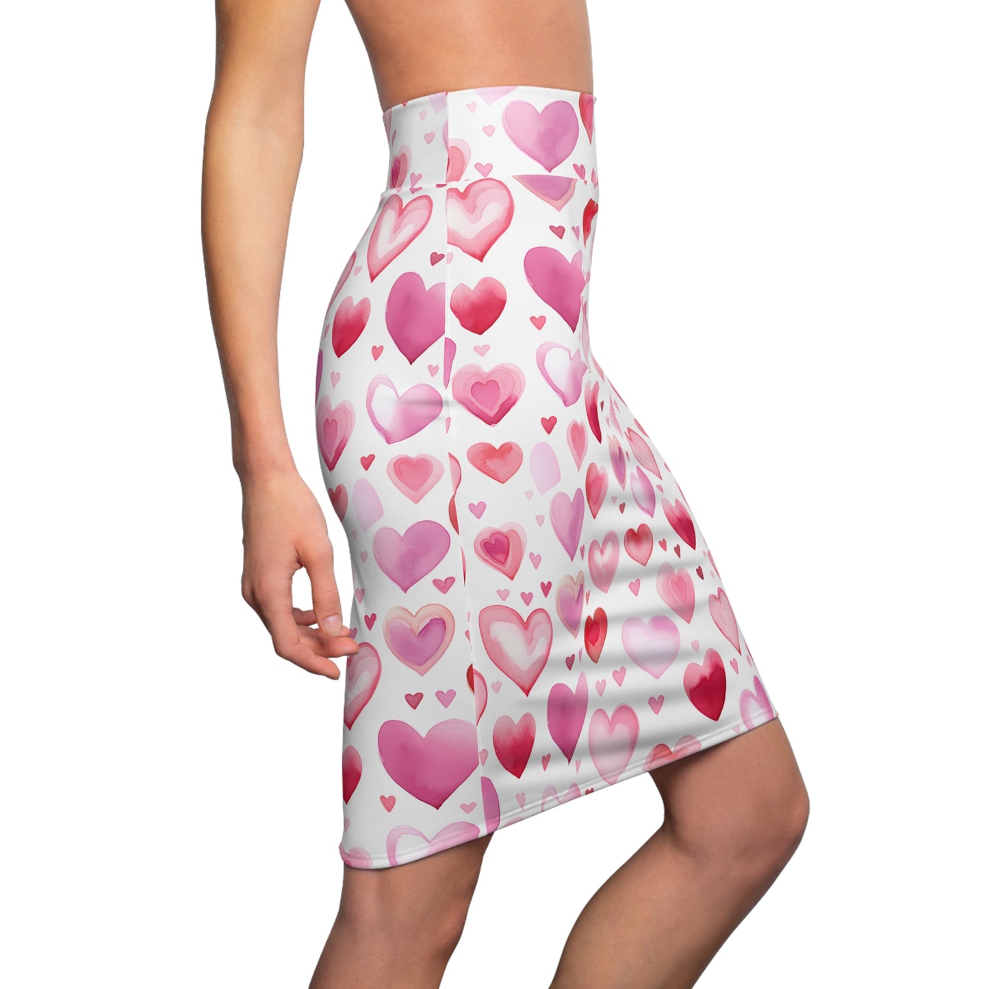 Watercolor Hearts v1 Bleistiftrock Bleistiftrock JLR Design