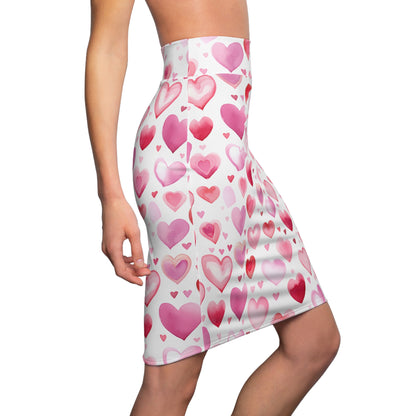 Watercolor Hearts v1 Bleistiftrock Bleistiftrock JLR Design