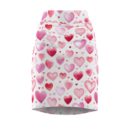 Watercolor Hearts v1 Bleistiftrock Bleistiftrock JLR Design