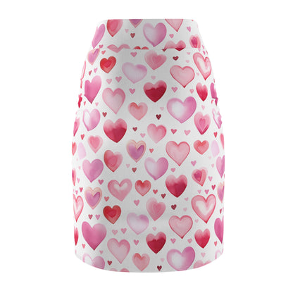 Watercolor Hearts v1 Bleistiftrock Bleistiftrock JLR Design