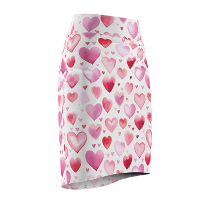 Watercolor Hearts v1 Bleistiftrock Bleistiftrock JLR Design