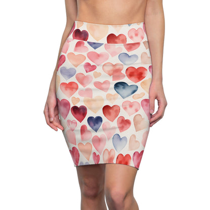 Watercolor Hearts v3 Bleistiftrock Bleistiftrock JLR Design