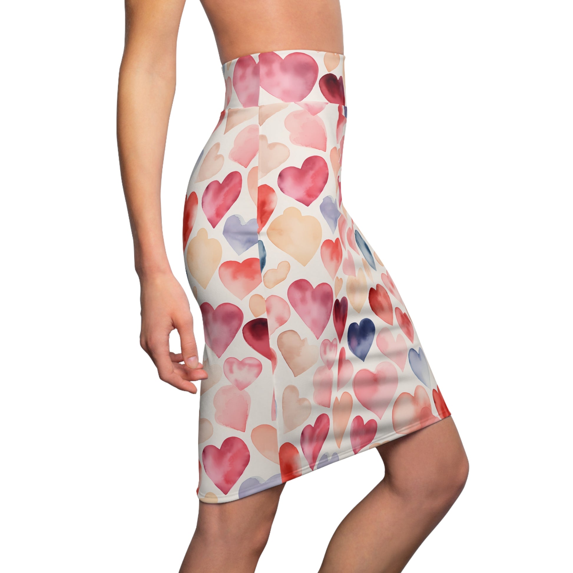 Watercolor Hearts v3 Bleistiftrock Bleistiftrock JLR Design