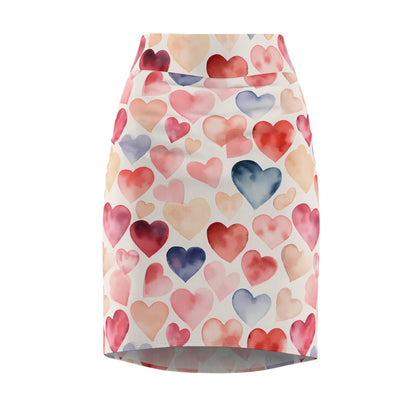 Watercolor Hearts v3 Bleistiftrock Bleistiftrock JLR Design