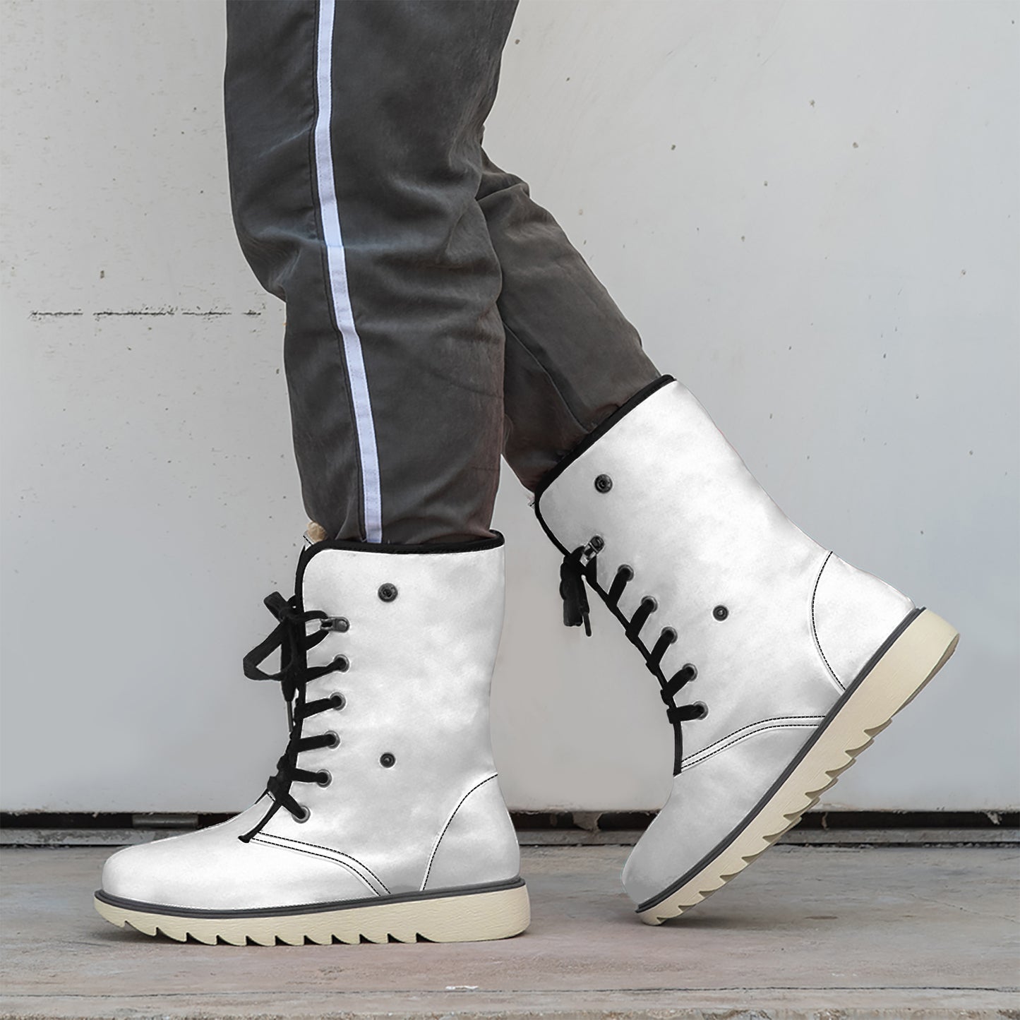 Weiße Chic Boots mit Plüschfutter Stiefel JLR Design