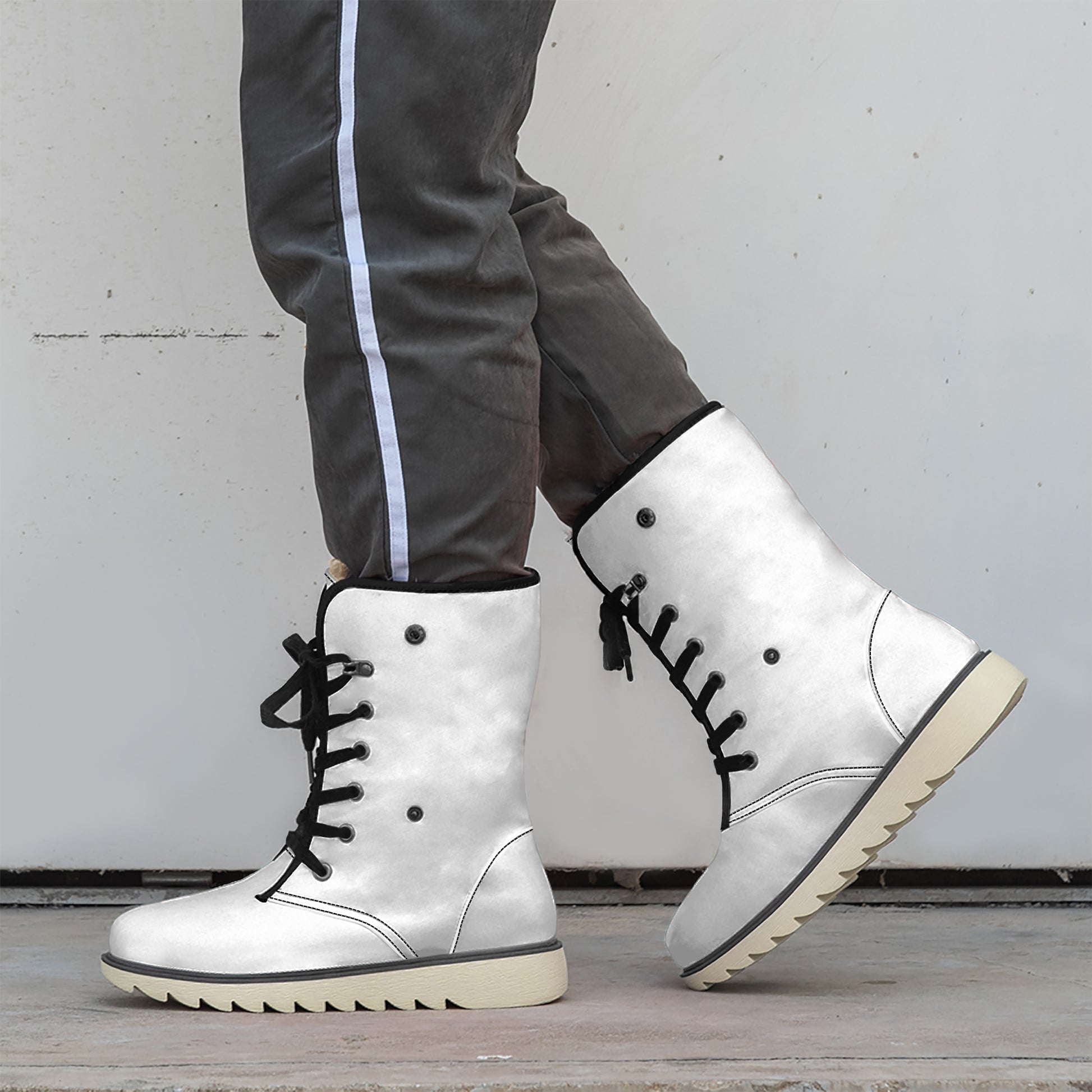 Weiße Chic Boots mit Plüschfutter Stiefel JLR Design