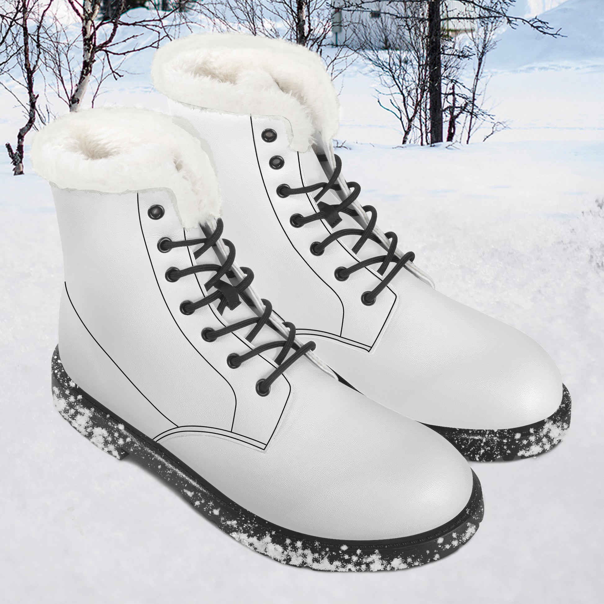 Weiße Faux Fur Leder Boots Boots JLR Design
