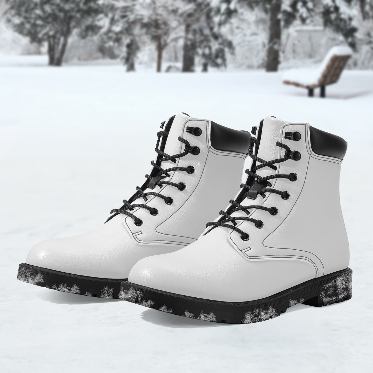 Weiße Leder Boots | Stylische und Warme Winterstiefel Boots JLR Design