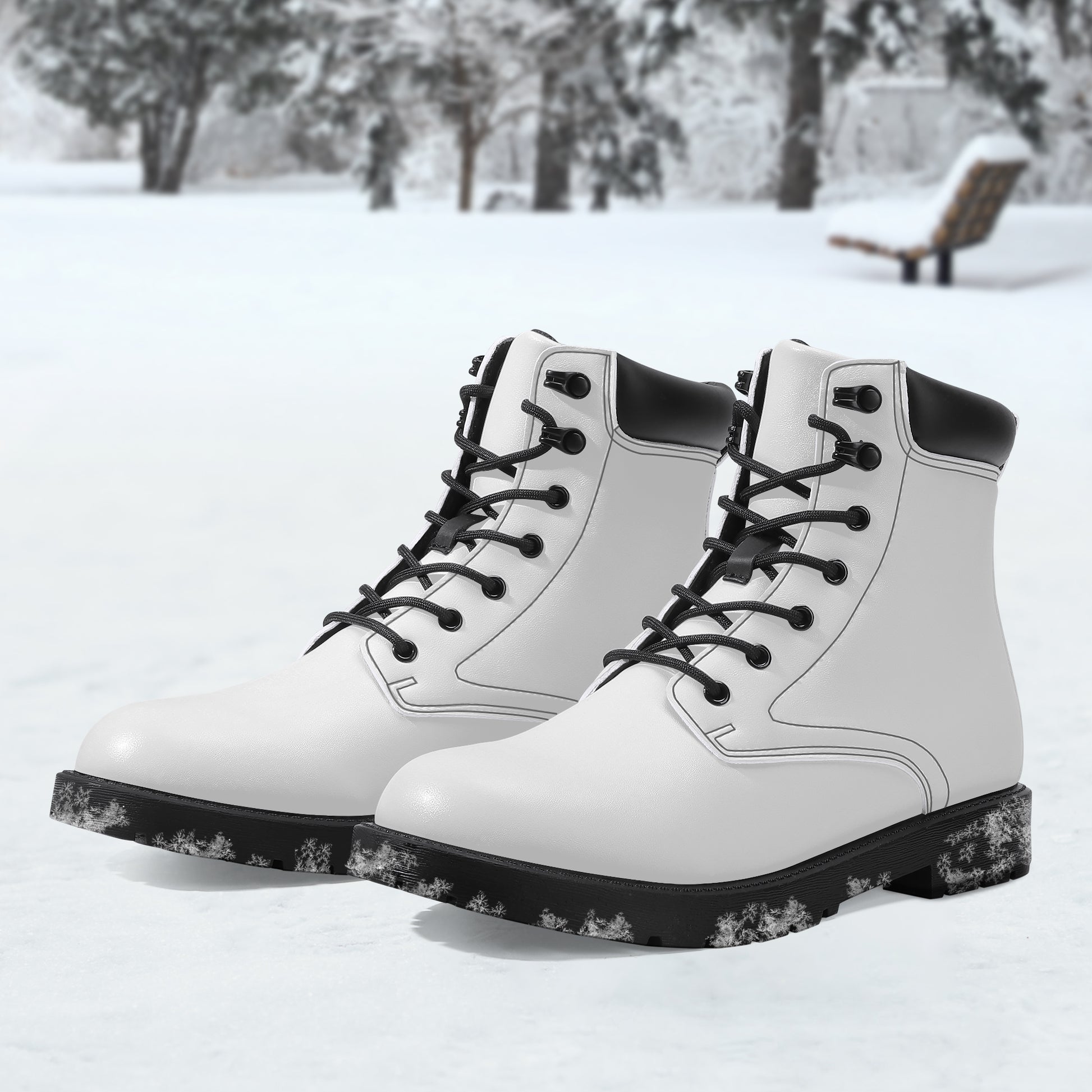 Weiße Leder Boots | Stylische und Warme Winterstiefel Boots JLR Design