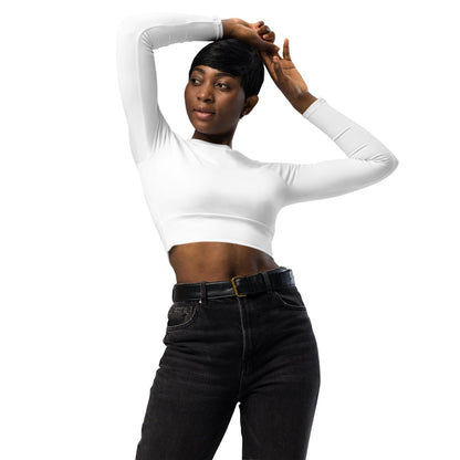 Weißes Long Sleeve Damen Crop Top Long Sleeve Crop Top JLR Design