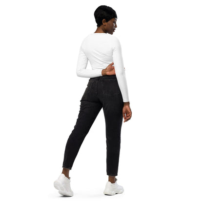Weißes Long Sleeve Damen Crop Top Long Sleeve Crop Top JLR Design