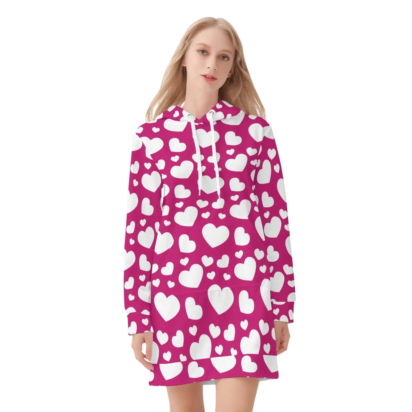 white-hearts-velvet-hoodie-dress-hoodiekleid-jlr-design-45329 - JLR Design