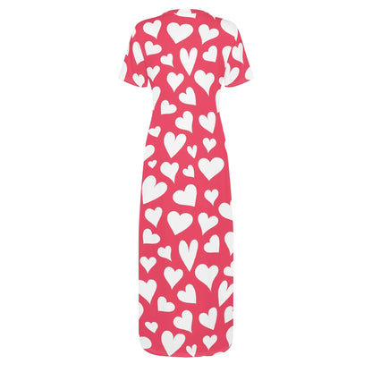 white-hearts-short-sleeve-long-dress-long-dress-jlr-design-10855 - JLR Design