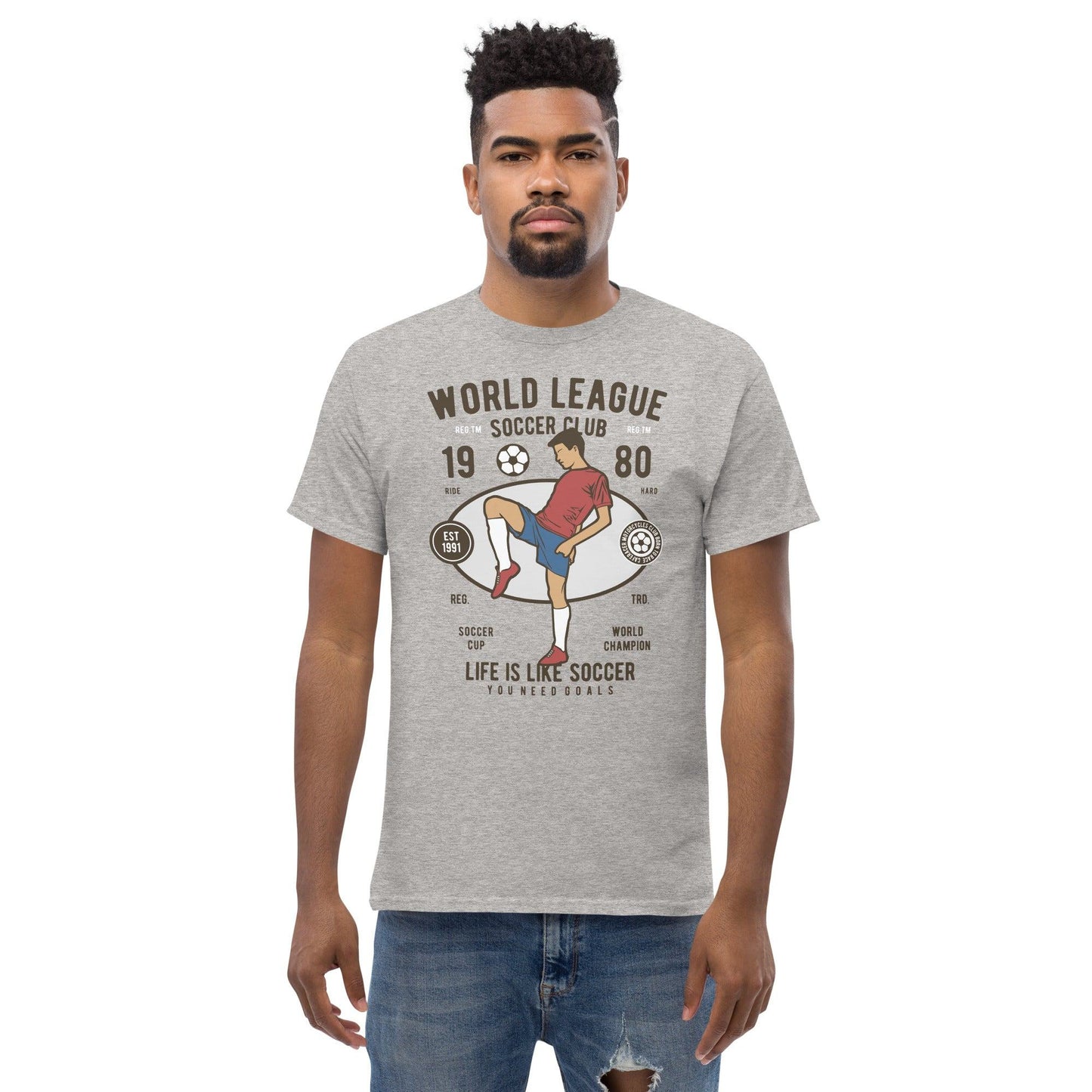 World League Soccer 1980 Herren-T-Shirt T-Shirt 29.99 1980, Herren, League, Soccer, T-Shirt, World JLR Design