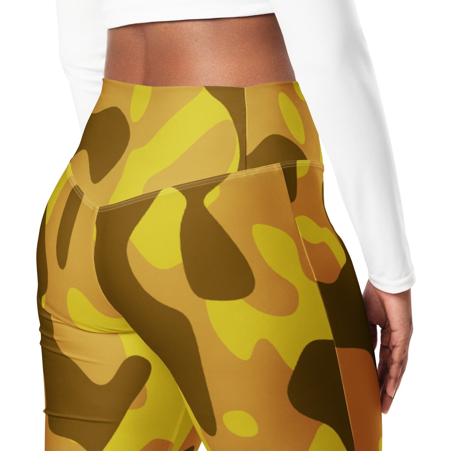 Yellow Camouflage High Waist Flare Leggings Flare Leggings 69.99 Camouflage, Flare, High, Leggings, Waist, yellow JLR Design