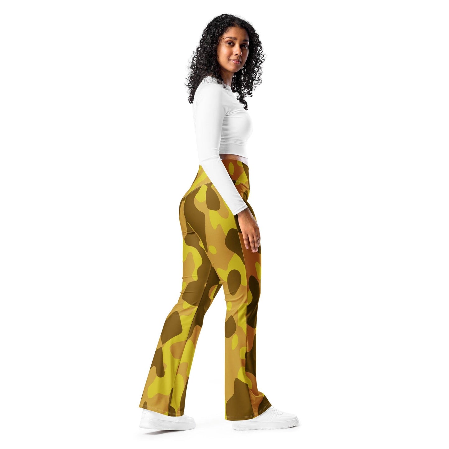 Yellow Camouflage High Waist Flare Leggings Flare Leggings 69.99 Camouflage, Flare, High, Leggings, Waist, yellow JLR Design