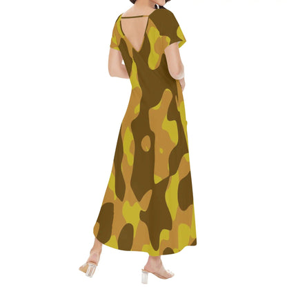 Yellow Camouflage kurzärmliges drapiertes Kleid drapiertes Kleid 63.99 Camouflage, drapiert, kleid, kurzärmlig, yellow JLR Design