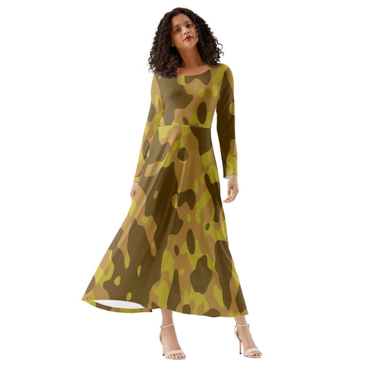 Yellow Camouflage Long Sleeve Dress Long Sleeve Dress 69.99 Camouflage, Dress, Long, Sleeve, Yellow JLR Design