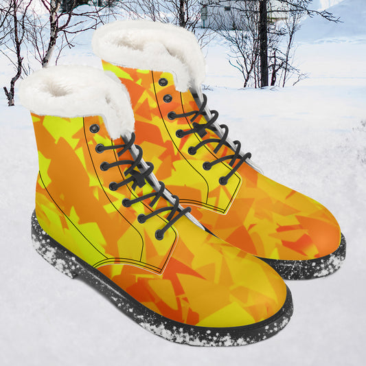 Yellow Crystal Faux Fur Leder Boots Boots JLR Design