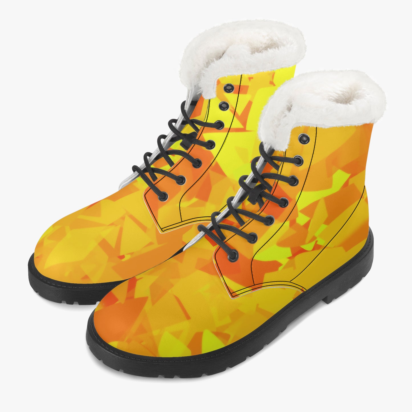 Yellow Crystal Faux Fur Leder Boots Boots JLR Design