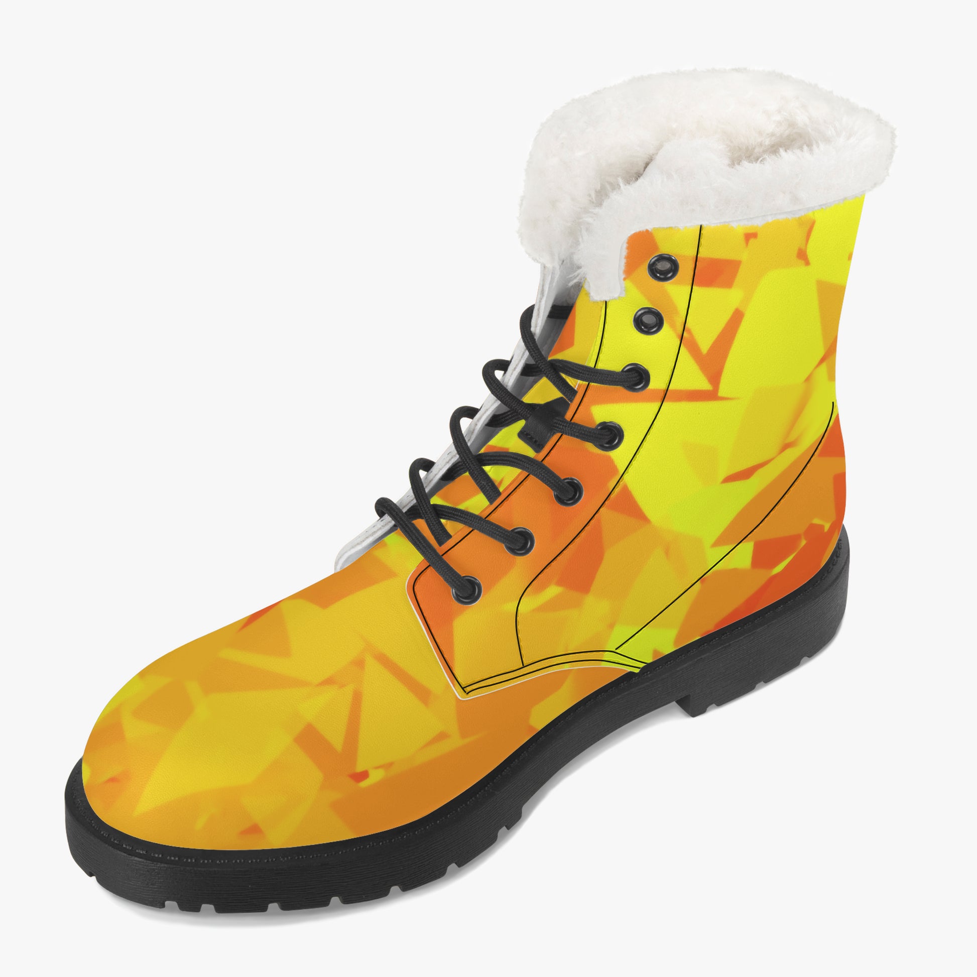 Yellow Crystal Faux Fur Leder Boots Boots JLR Design