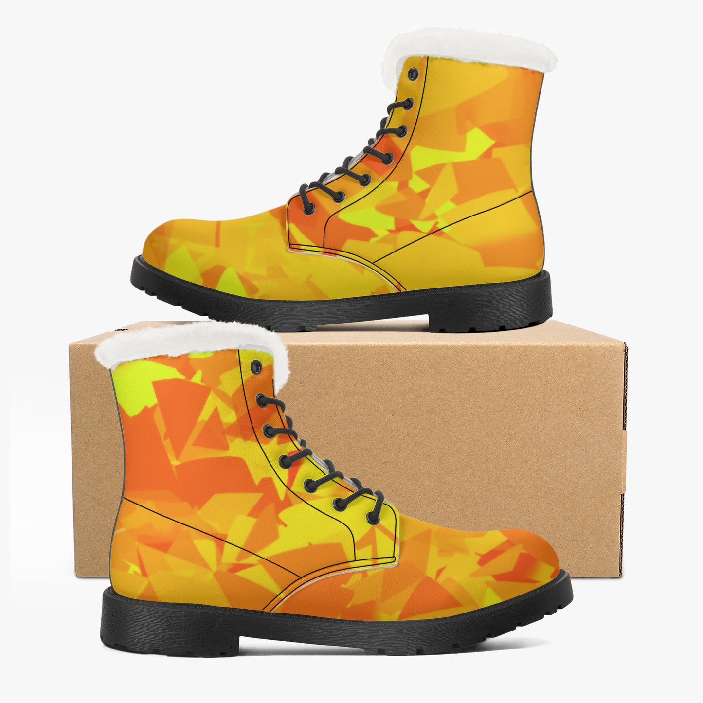 Yellow Crystal Faux Fur Leder Boots Boots JLR Design