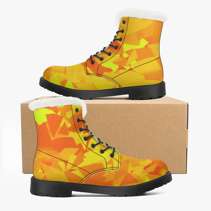 Yellow Crystal Faux Fur Leder Boots Boots JLR Design